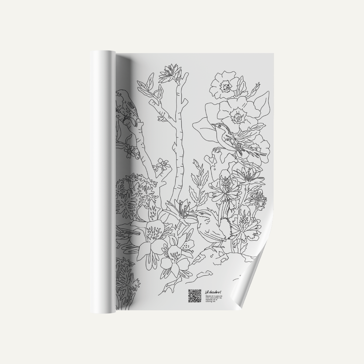 Coloring Roll "Flores y Aves"