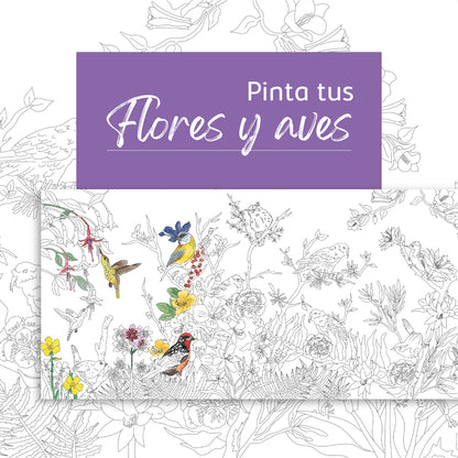 Coloring Roll &quot;Flores y Aves&quot;